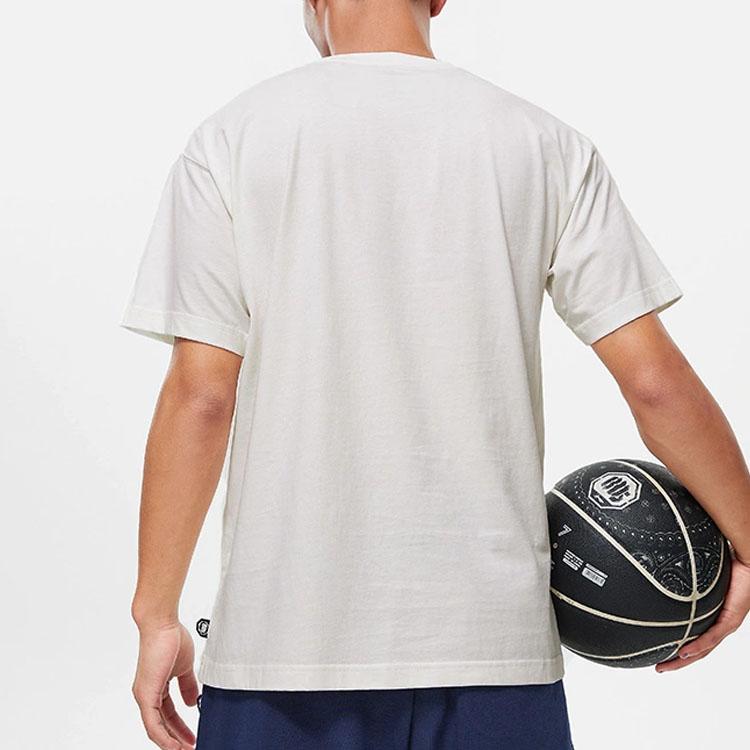 Li-Ning Anti-Five Series Letter Print Loose Round Neck Short Sleeve T-Shirt Men Tops Off-White AHST507-1