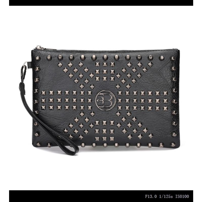 

Мужские и женские клатчи, новые сумки с заклепками, ретро-кошельки, сумки с заклепками, сумки на запястье. чёрный