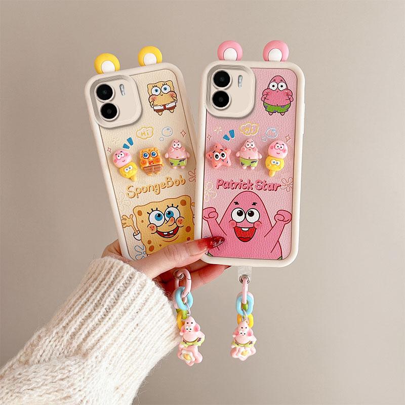 KEYSION Cute Ear 3D Cartoon Case for Redmi 13C 4G 5G with Bracelet Soft Silicone Shockproof Phone Cover for Xiaomi POCO C65