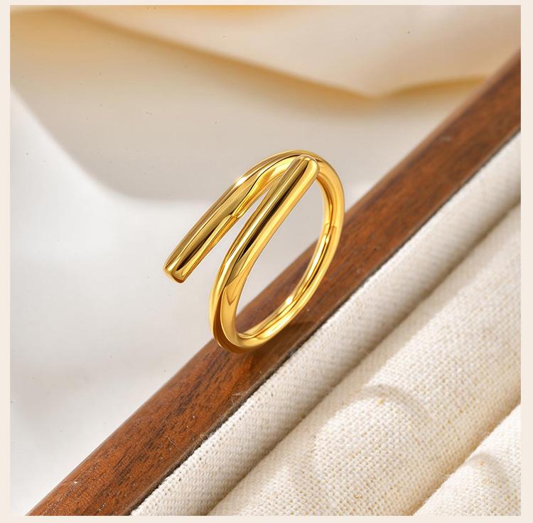 Chunky Open Adjustable Rings for Women, Heart Wing Statement Ring, Stainless Steel 18K Gold Plated, Tarnish Free Jewelry
