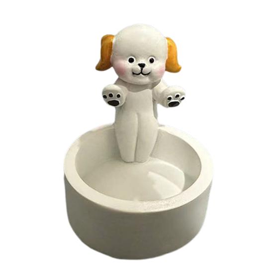 Yousheng Candle Holder Cartoon Dog Cat Design Hand-Painted Art Resin Construction Candlestick Candle Accessory
