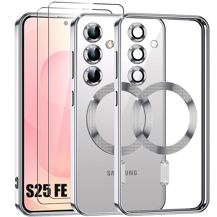 Coque de Téléphone - BOOLING - pour Samsung Galaxy S25 FE - Argenté - 2 Vitres - Antichoc