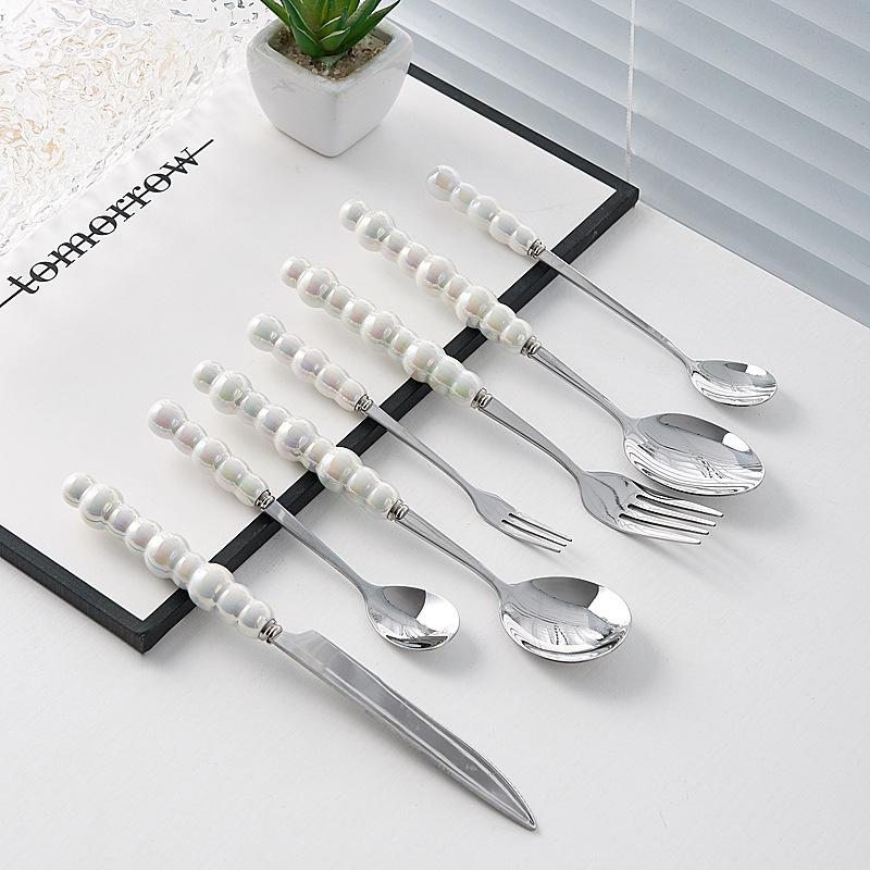 Light Luxury Creative Knife, Fork and Spoon Household Stainless Steel Steak Knife and Fork Western Dessert Spoon Tableware Set High Value