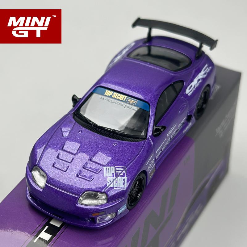 QEZT6 MINIGT 1:64 Toyota Supra A80 Top Secret GT-300 Top Secret Purple MGT Alloy Car Model 1067