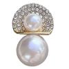 White Faux Pearl Stud Earrings with Semicircle Zirconia Crystal Top Lightweight Silver Needle Bridal Earrings for Brides Bridesmaids Wedding Party