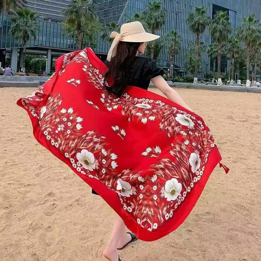 Chaka Salt Lake Great Northwest Tourism Ethnic Style Scarf Silk Scarf Women'S Summer Seaside Beach Shawl Sunscreen Thin