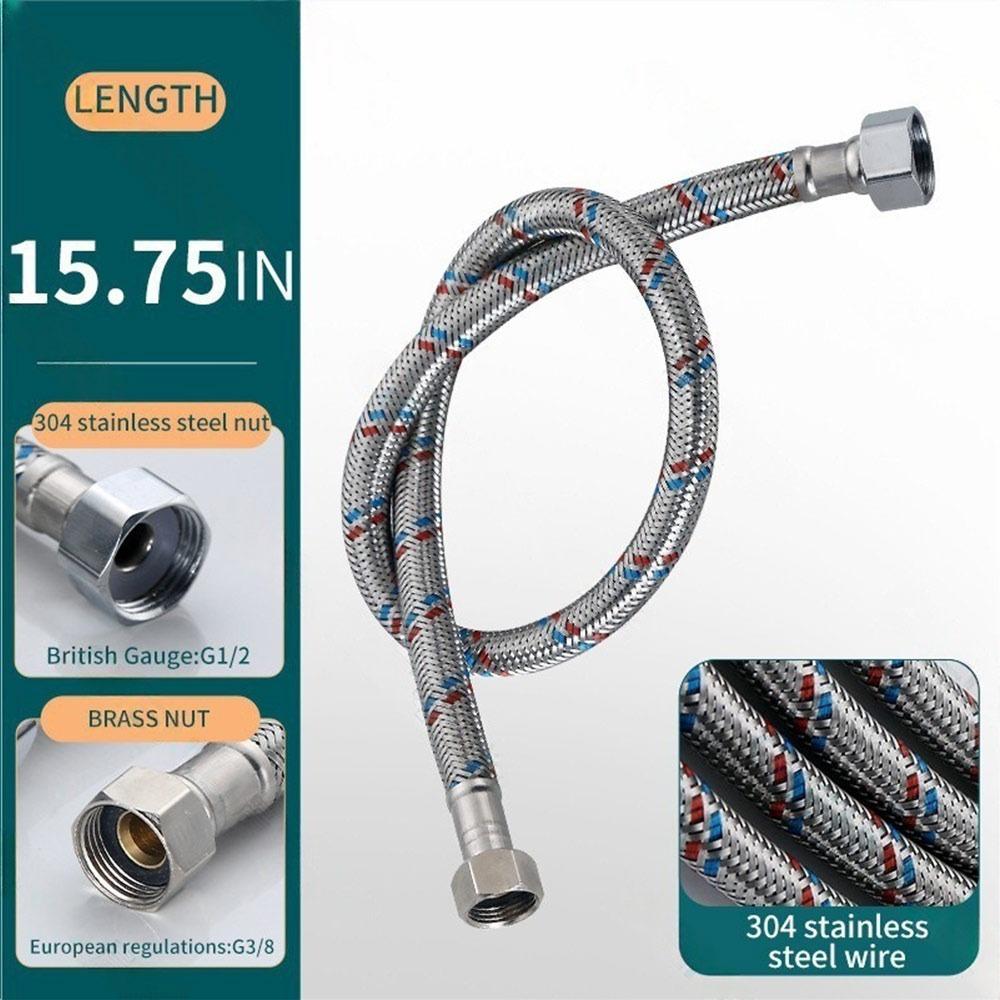 304 Stainless Steel Cold and Hot Water Inlet Pipe Anti-Aging Dual Head Tube High Pressure Water Supply Tube Faucet Connector