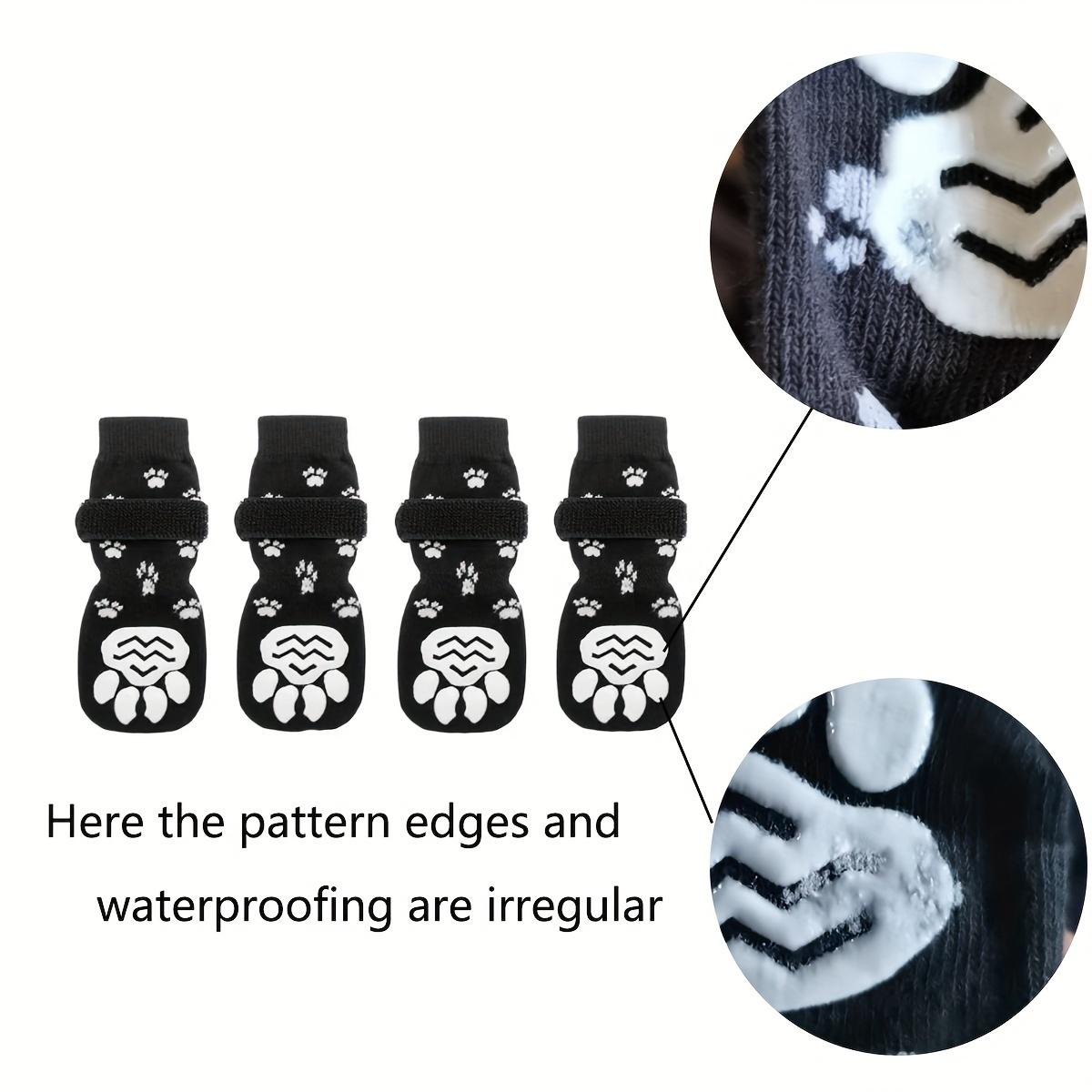

4 шт. Нескользящие носки для собак с водонепроницаемой подошвой, дышащая обувь для домашних животных для прогулок на свежем воздухе M чёрный