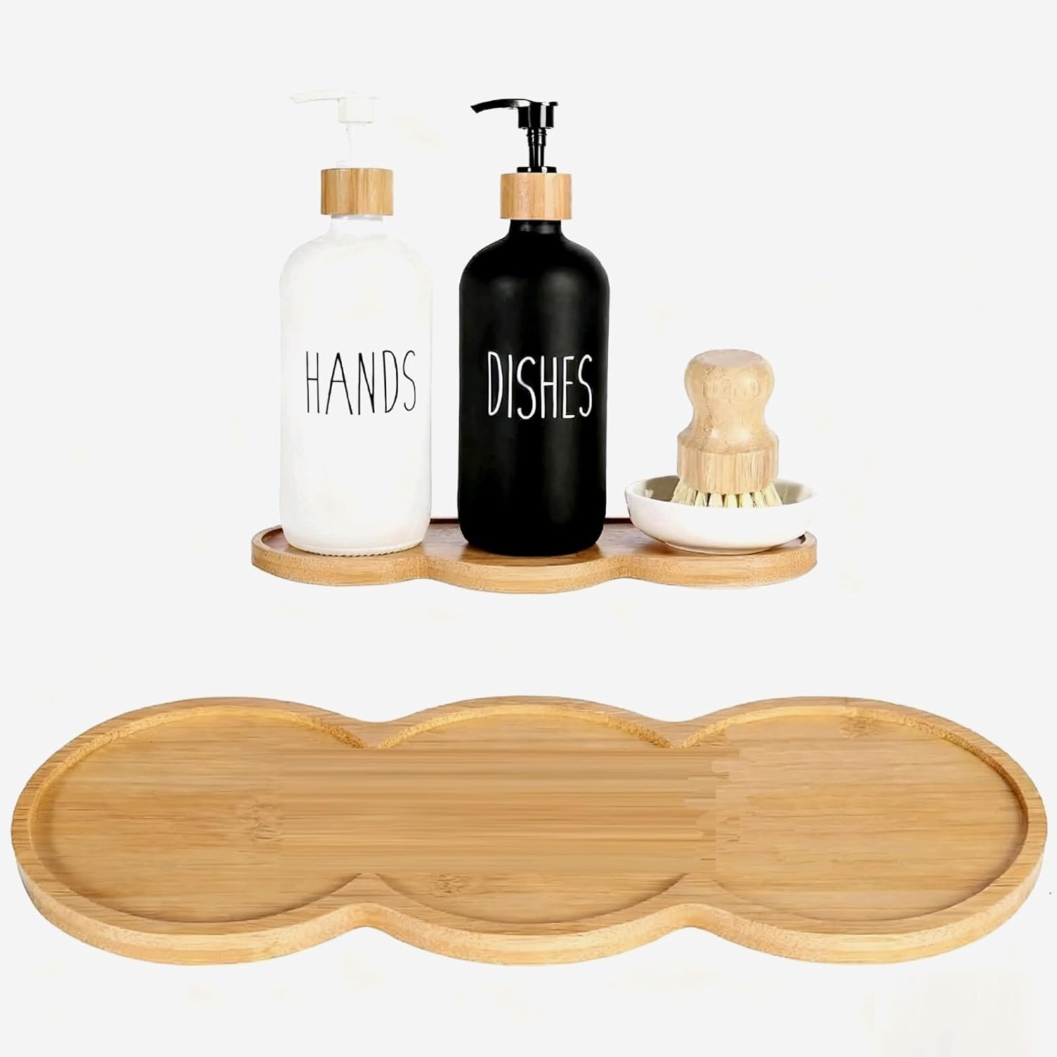 Bamboo soap Dispenser Tray, Bathroom Countertop T ray Kitchen T ray Bamboo Tray Sink T ray Dresser Jewelry Ring Dish, Comestic Holder Bathtub