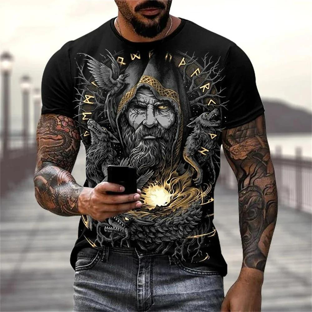 

Летняя футболка с принтом Viking Warriors Graphic 3D, мужские свободные топы с коротким рукавом в скандинавском стиле, футболки, мужская одежда, размер XXS-6XL L