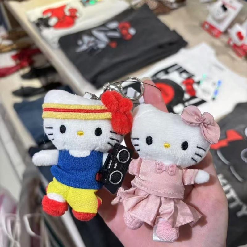 Anime Cartoon MINI Hello Kitty Doll Plush Toy Ballet Pink Bow Kitty Pure Black White KT Schoolbag Pendant Decoration girl Gift