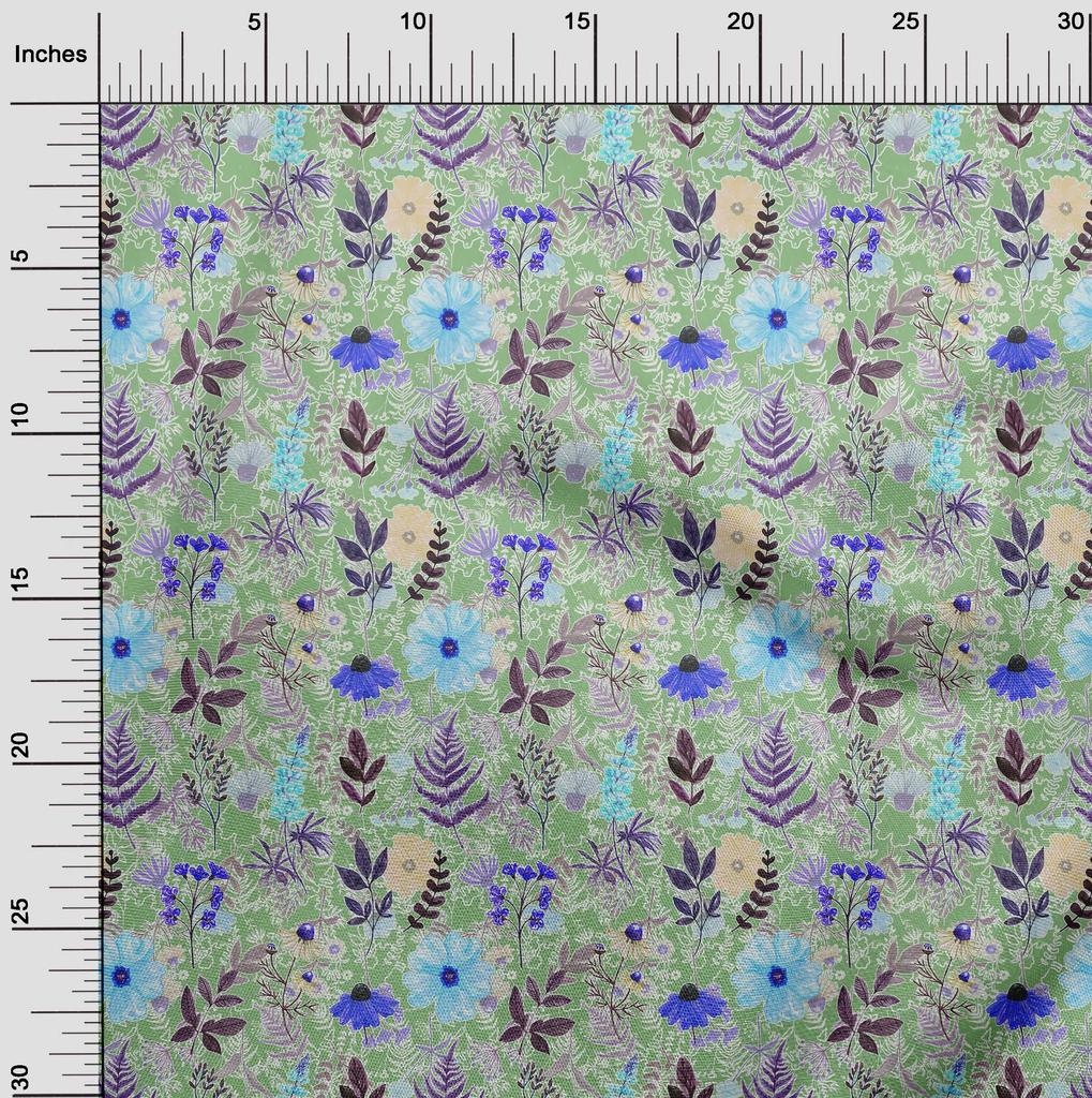 oneOone Cotton Flex Dusty Green Fabric Floral  Sewing Craft Projects Fabric Prints By Yard 40 Inch
