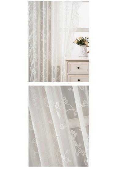 2026 Summer French-Style Solid Color Lace Curtains for Bedroom, Living Room, and Balcony with Floral and Ruffle Design