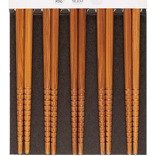 Sunlife Ätpinnar, Tål diskmaskin, Halkfria, Antibakteriella, 22,5 cm, Set om 5, Kommersiell användning, Gästanvändning, Bambu, Sotbambu, Mjuka, Tillverkade i Japan,