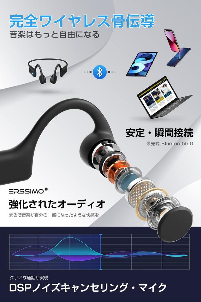 Bluetooth Bone Conduction Earphones with Sports Earphones for and No Ear Bone Conduction Wireless Fast 8 Hours of Continuous Use Mic, Waterproof,