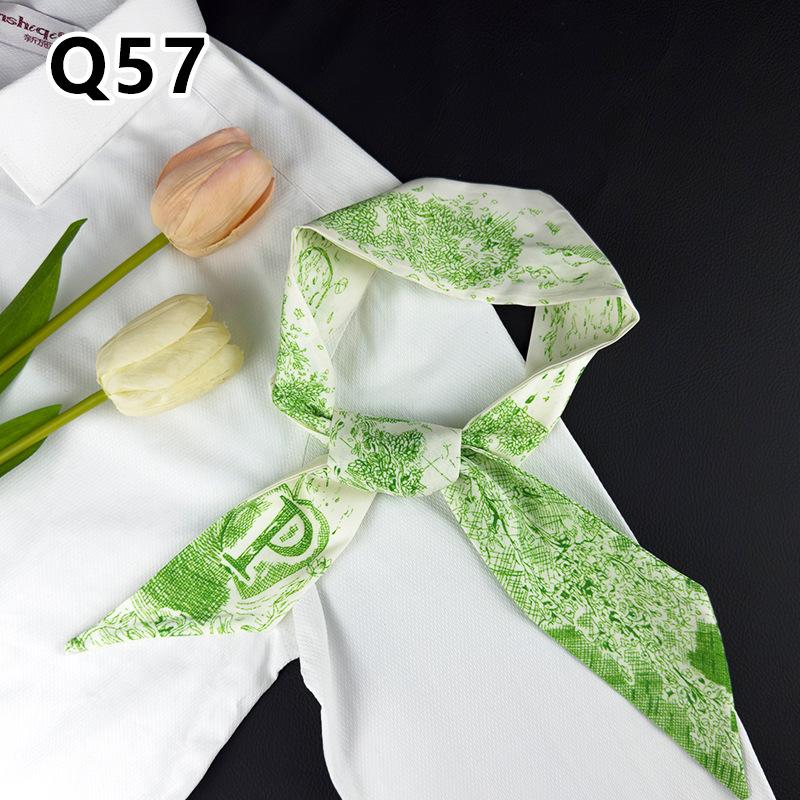 New Long Versatile Silk Scarf Tied Hair Band Bow Letter Floral Streamer Tied Bag Gift Small Silk Scarf