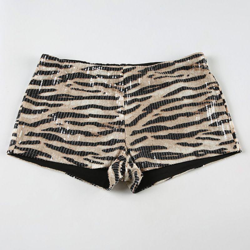 Sexy Shortts2025 Summer New Foreign Trade Women Leopard Print Print Sequins Tight Gyaru Sexy hot pants