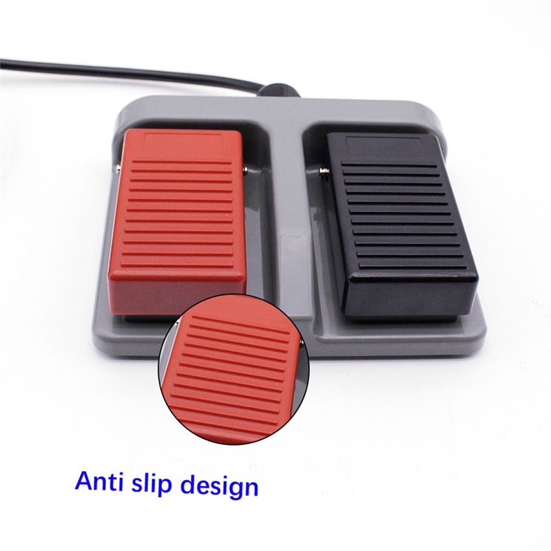 AT21-Foot Switch MDFS-65 Double Foot Pedal Switch Self-Reset With Wire 3A/220VAC