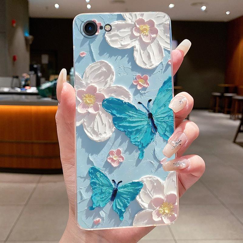 Flowers Case For iphone 7 8 Plus SE 2020 Capa Clear Soft Silicone Phone Covers For iphone 7plus 8+ Fundas Pattern Transparent