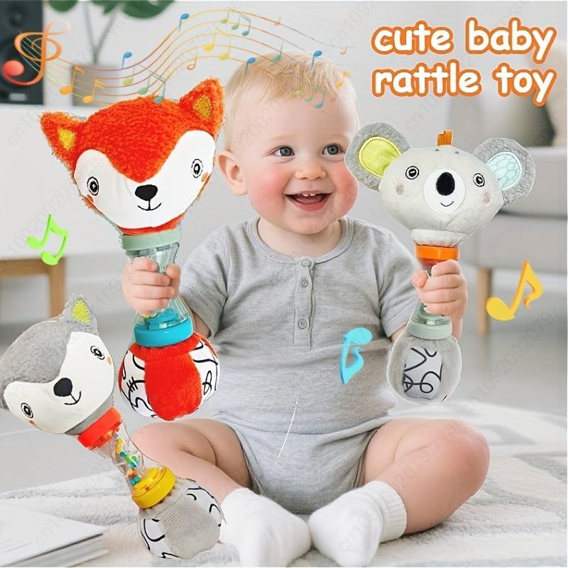 Non-Toxic Baby Soothing Fox Rattle - Safe Sensory With Crinkle Sound Gift For Christmas Halloween Birthdays