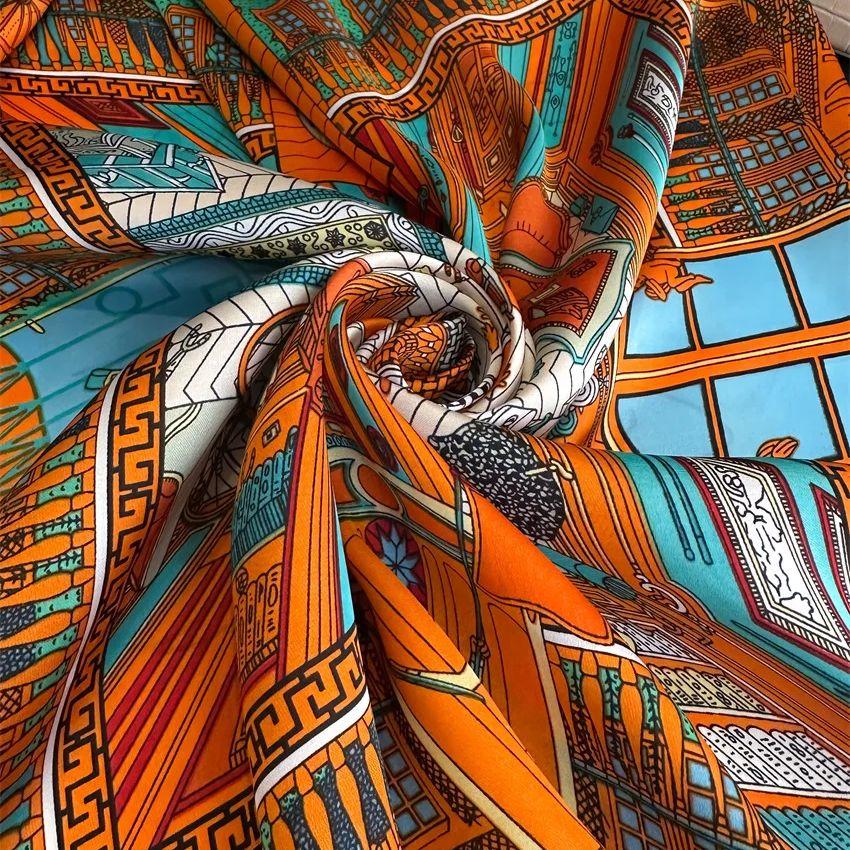 Europe America Imitated Silk Tie Neck Bag Headcloth Fashion Square Shawls Popular 70X70cm Bandanna Kerchief Silk Scarves Wraps
