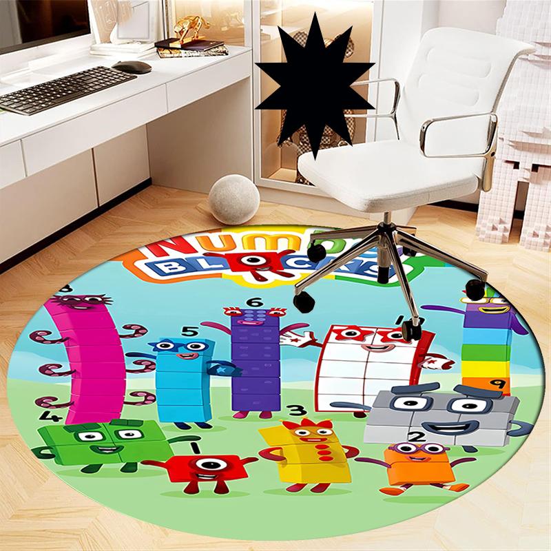 Numberblocks Printed Round Rug Carpet Chair Rug Area Rug Entryway Doormats,for Office Chair Living Room Bedroom Kitchen Room.