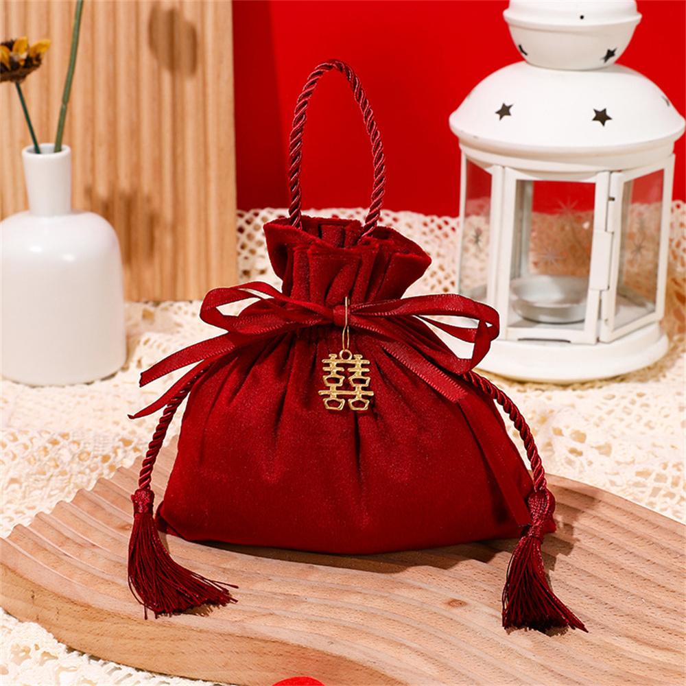 Velvet Candy Box Gift Bag Velvet Cloth Drawstring Tassel Bag Wedding Party Candy Pouches Wedding Party Fashion Drawstring Pocket