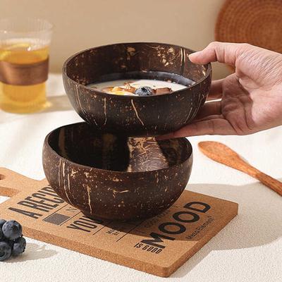 Natural Coconut Shell Bowl,Wooden Spoon and Bowl Set,Yogurt Bowl Fruit Salad Milkshake Kitchen Tableware