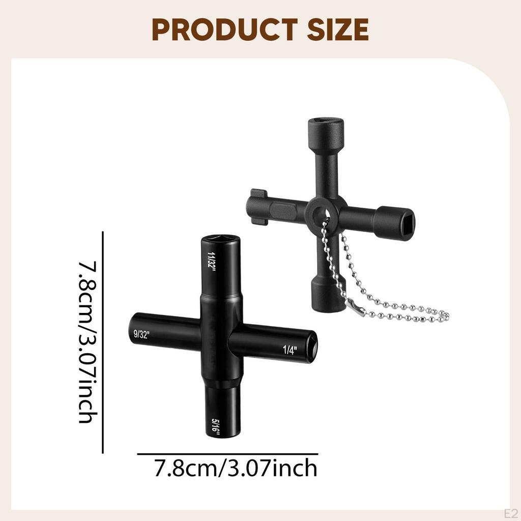 4 Way Sillcock Key Set Shut Off Tool Repair Multifunctional Utility for Electric Cabinet