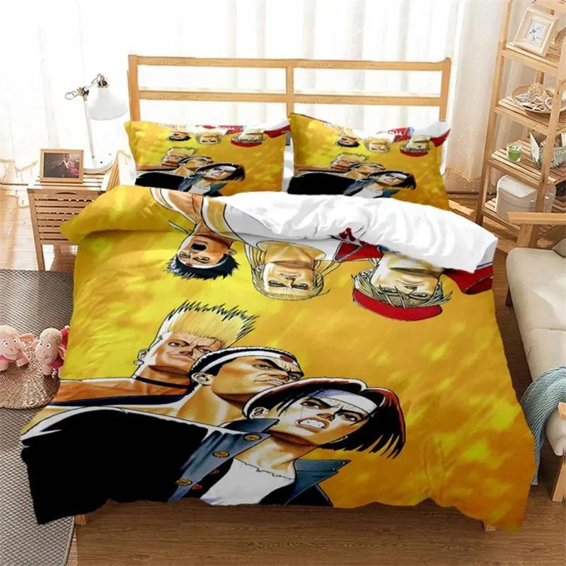 Anime King of Fighters KOF Bedding Set,Duvet Cover Comforter Bed Set Quilt Cover Pillowcase,King Queen Twin Size Boys Girls