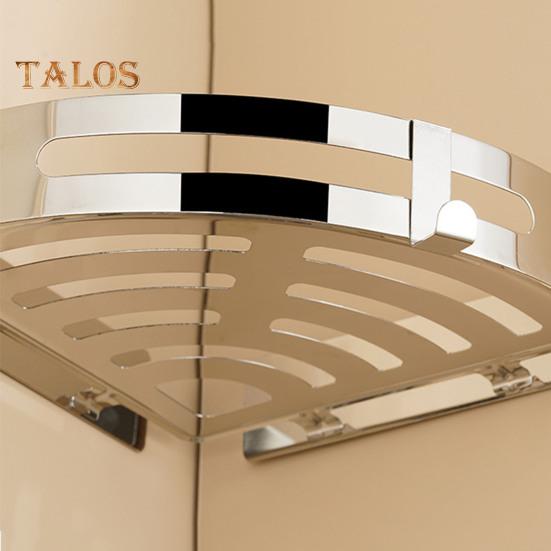 Caddy de colț de duș cu economie de spațiu Raft de baie fără perforare Instalare ușoară 2 cârlige Raft de colț pentru baie