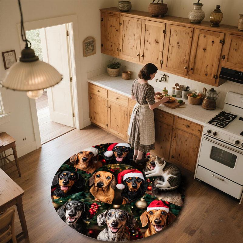 Corgi Pattern Round rug,Carpet Rug for Living Room Bedroom Playroom ,Non-slip Floor Mat,Holiday Gifts and Birthday Gifts.