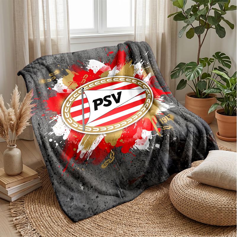 PSV Eindhoven FC Coperta Morbida in Pile di Flanella Leggera Accogliente Calda Coperta da Divano Letto Decorazione per la Casa