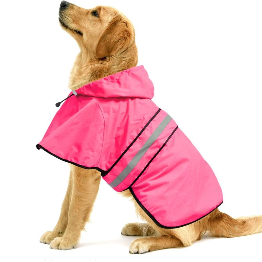 Reflective Strip Dog Rain Cloak High Visibility Pet Fluorescent Clothes Labrador Retriever
