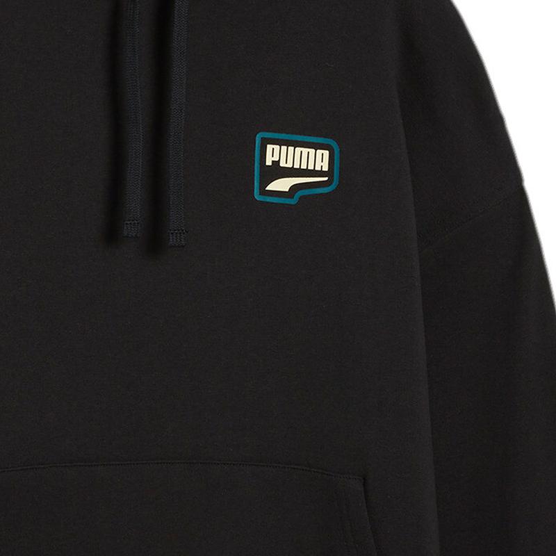 Puma Downtown Oversized Hoodie Letter Print Vintage Comfortable Versatile Sweatshirt Women hoodies Black 629066-01