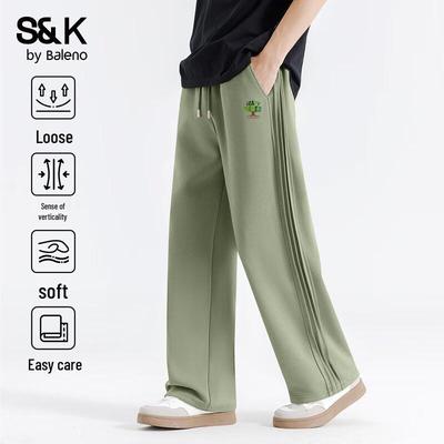 Baleno S&K Herren Buchstaben-Print Gerade Bein Schwergewichtige Freizeithose