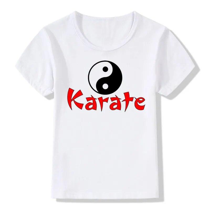 Baby Boys Girls Karate Kick Mma Shotokan Fashion T Shirt Children Kanji Casual Summer Tops Kids Clothes