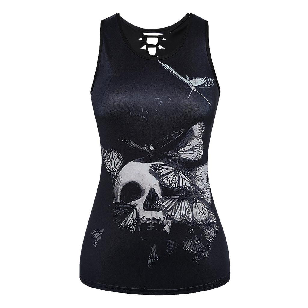 Chemises amples décontractées pour femmes, bretelles Spaghetti, sans manches, imprimé mignon, Camisole, débardeur