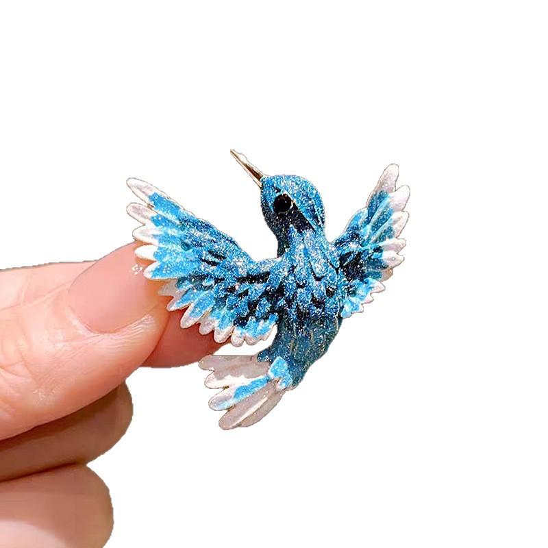 Chinese-style Alloy Bird Anti-glare Brooch with A Sense of High-end, Light Luxury and Niche Design
