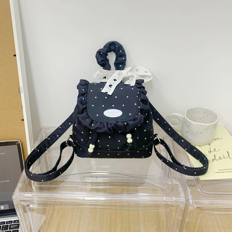 Lace Plaid Backpack New Niche Design Fluffy Ruffle Edge Mini Plaid Backpack