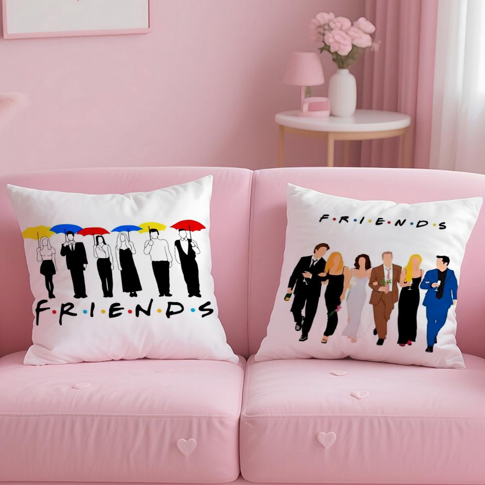 Classic F-Friends Tv Show Cushion Cover Soft Short Plush Double-Sided Printing Home Decor Machine Washable Pillow Case Gift