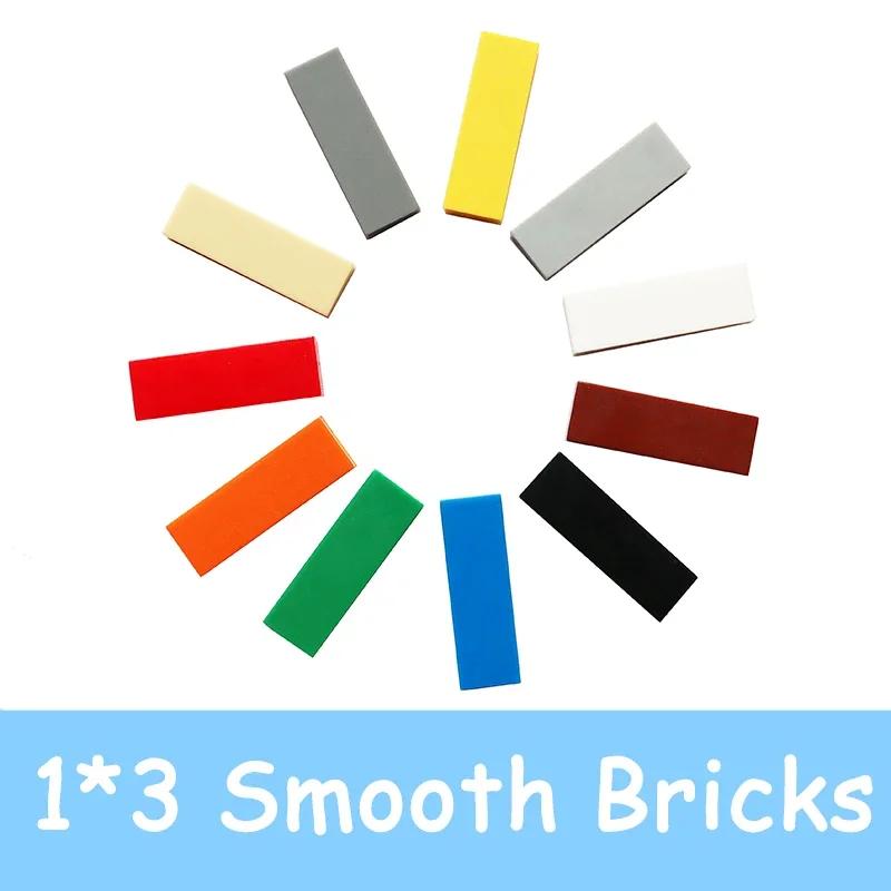 100PCS 63864 Dimension 1x3 Blocks Flat Tile MOC Assemble Particles Smooth 1*3 Construction Bricks DO IT YOURSELF Learning Creativity Toy ideal for