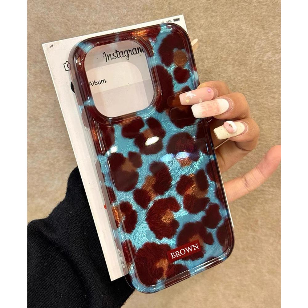 The New Leopard Print Blue Planet Phone Case Is Suitable for The Apple 16promax Vortex Iphone15 Protective Case for Women