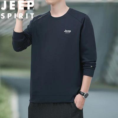 JEEP SPIRIT Men's Versatile Round Neck Pullover Sweatshirt