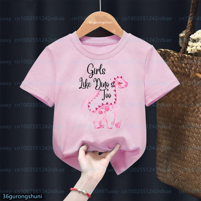 Just A Girl Who Loves Dinosaurs,Girl Dinosaur Gifts Tshirt Cute Children Tshirt Summer Fashion Girl T-Shirt White Pink Shirt Top 110