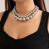 Eye Catching Large Bead Necklace Zinc Alloy Materials Clavicle Chain Accessories For Layering And Gifting