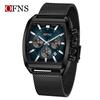 Herren Square Chronograph Armbanduhren Silikon-/Netzarmband, Luxuriöse Stilvolle Analoge Uhr für Arbeit & Streetwear