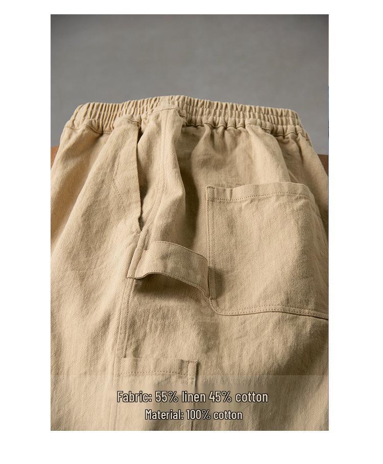 2023 Spring Retro Khaki Linen-Cotton Wide-Leg Pants for Women