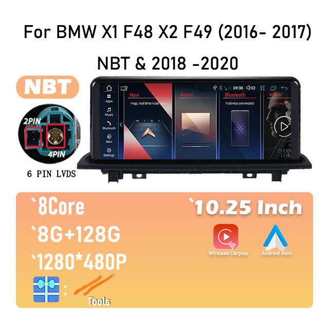 10.25 Inch Android 14 For BMW X1 F48 X2 F49 (2016- 2017) NBT & 2018 -2020 EVO System Car Player GPS Navigation Multimedia Video