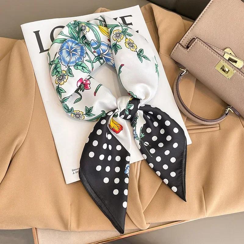 Luxury Silk Shawl Square Scarf for Women Satin Hijab Fashion Wraps Neckerchief Female Hair Bands Ribbon Headband Bandana